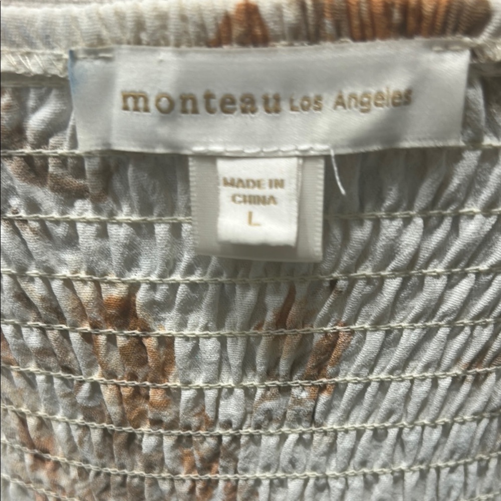 Monteau Los Angeles Women's Floral Boho Maxi Dress Cream L - Picture 14 of 16